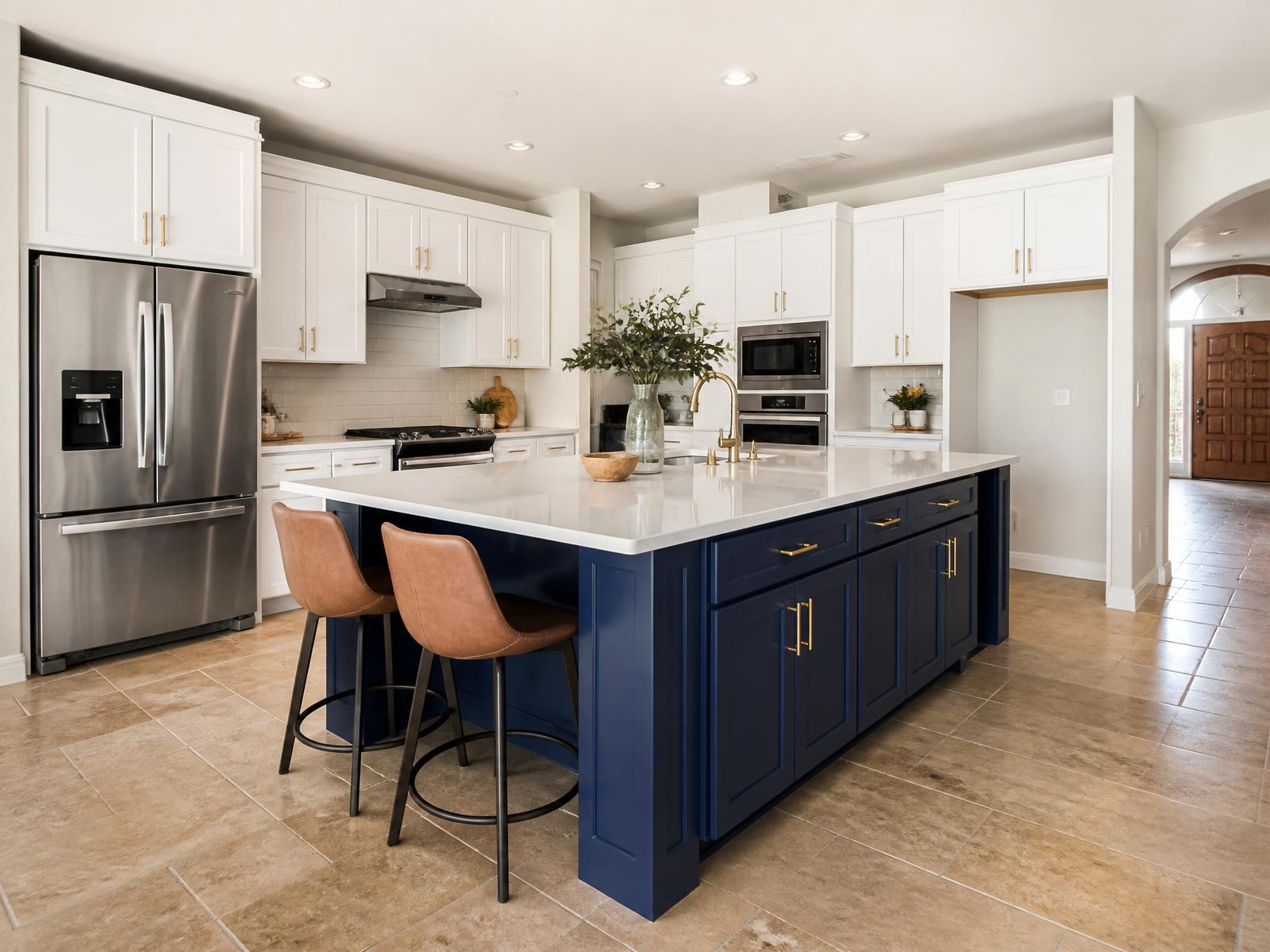 Professionally painted two-tone kitchen cabinetry